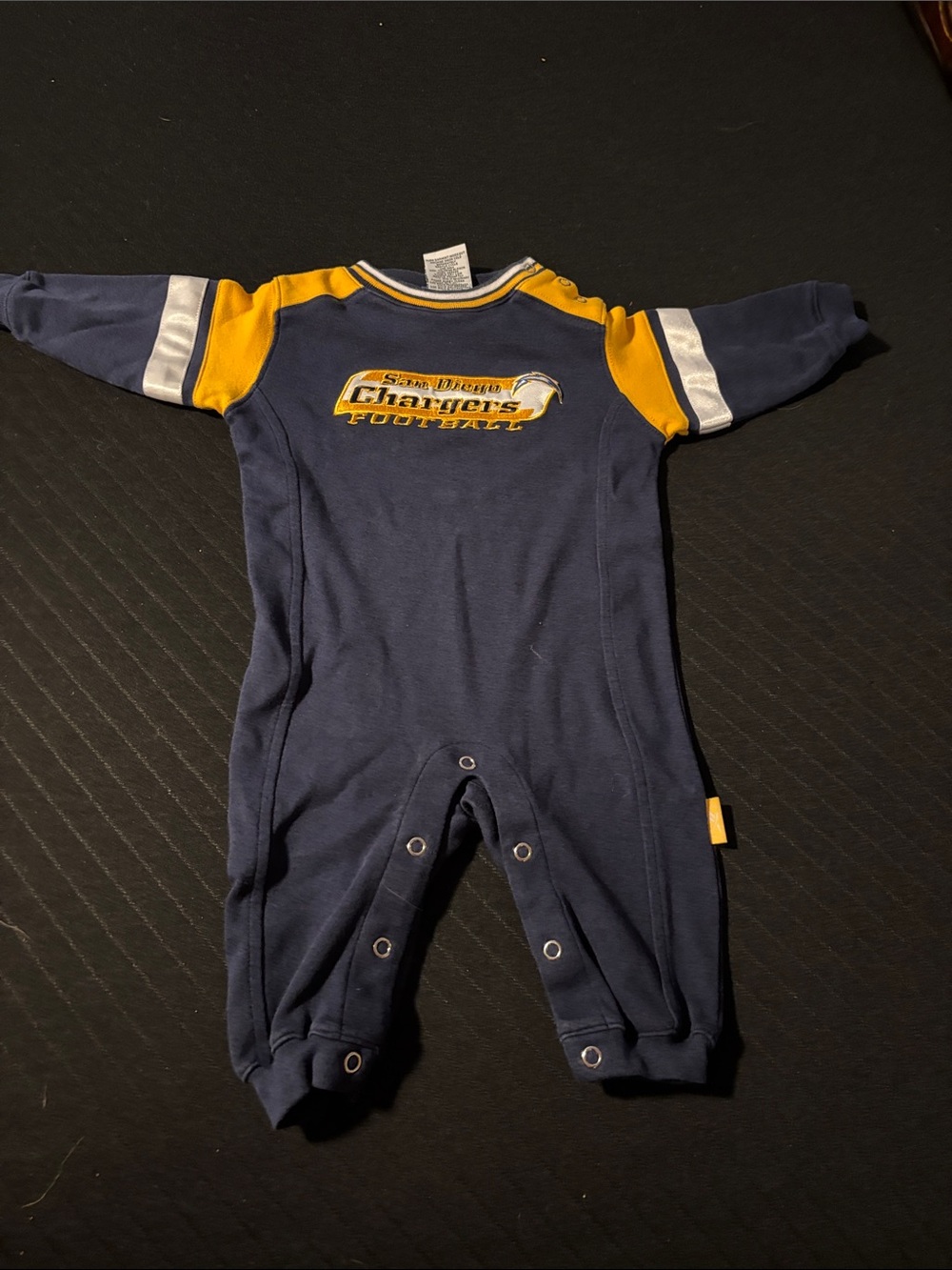Kids Navy & Yellow Chargers Football One-Piece